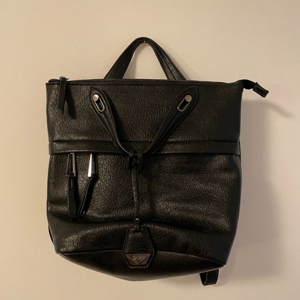 Jessica Simpson Paulina Black Faux Leather Backpack